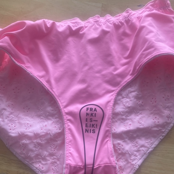 Frankie’s pink eyelet Lisa bikini bottom. XL. 82 % nylon 18% spandex NWT. - Picture 4 of 8